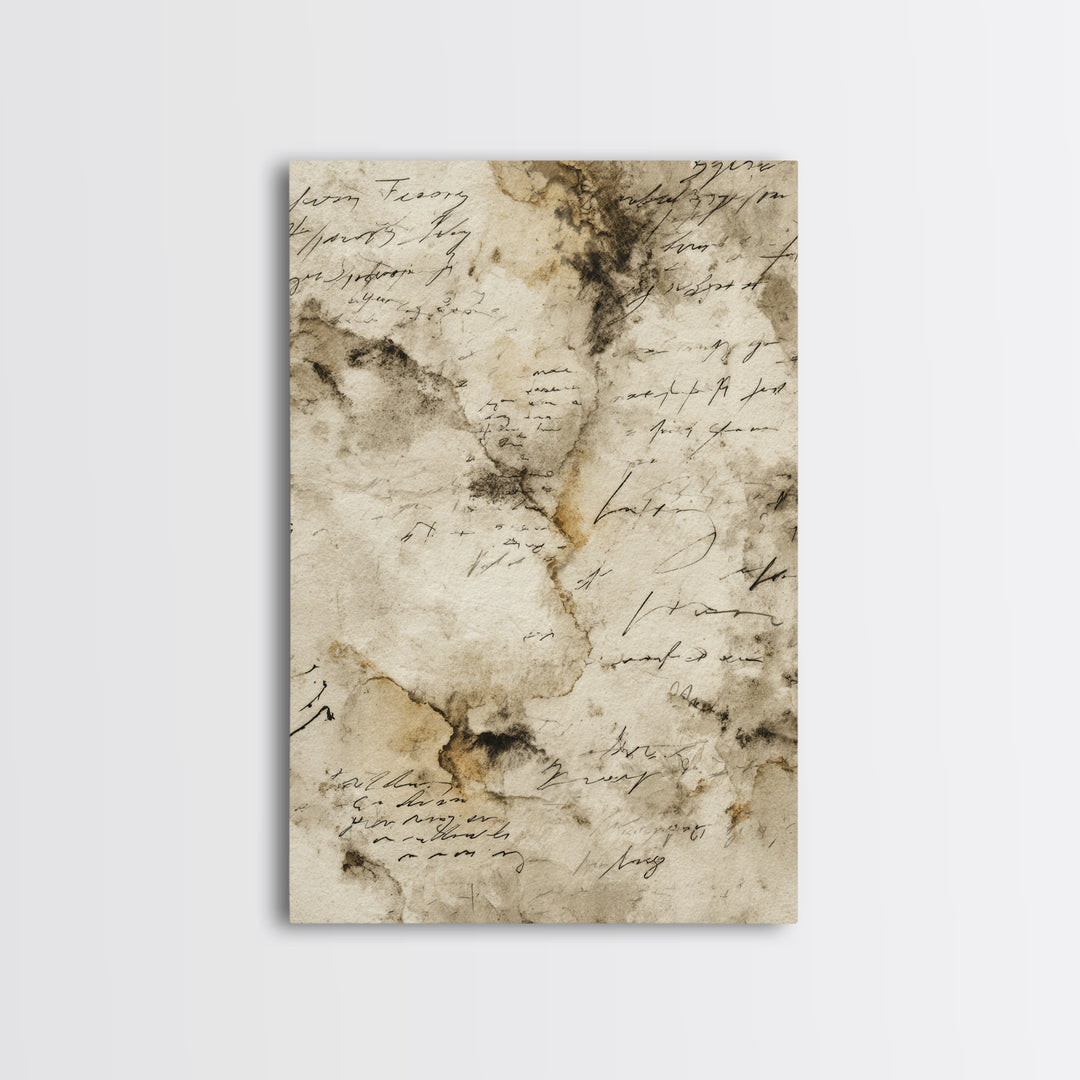 Romantic Handwritten Marks Without Readable Words Canvas Print, Calligraphy Art, Living Room Wall Art, Living Room Decor, CAL-2x3-95