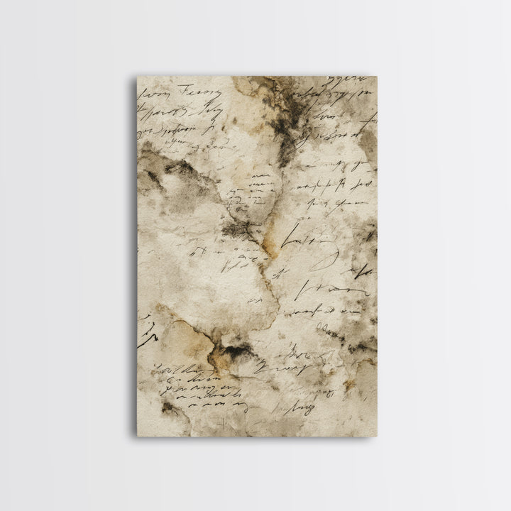Romantic Handwritten Marks Without Readable Words Canvas Print, Calligraphy Art, Living Room Wall Art, Living Room Decor, CAL-2x3-95