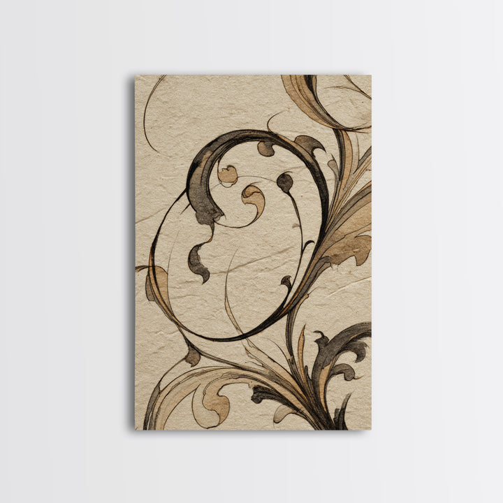 Ornamental Frame of Flourished Pen Curves Framed Canvas Print, Calligraphy Art, Wall Decor, Living Room Decor, Fine Art, Script, CAL-2x3-98