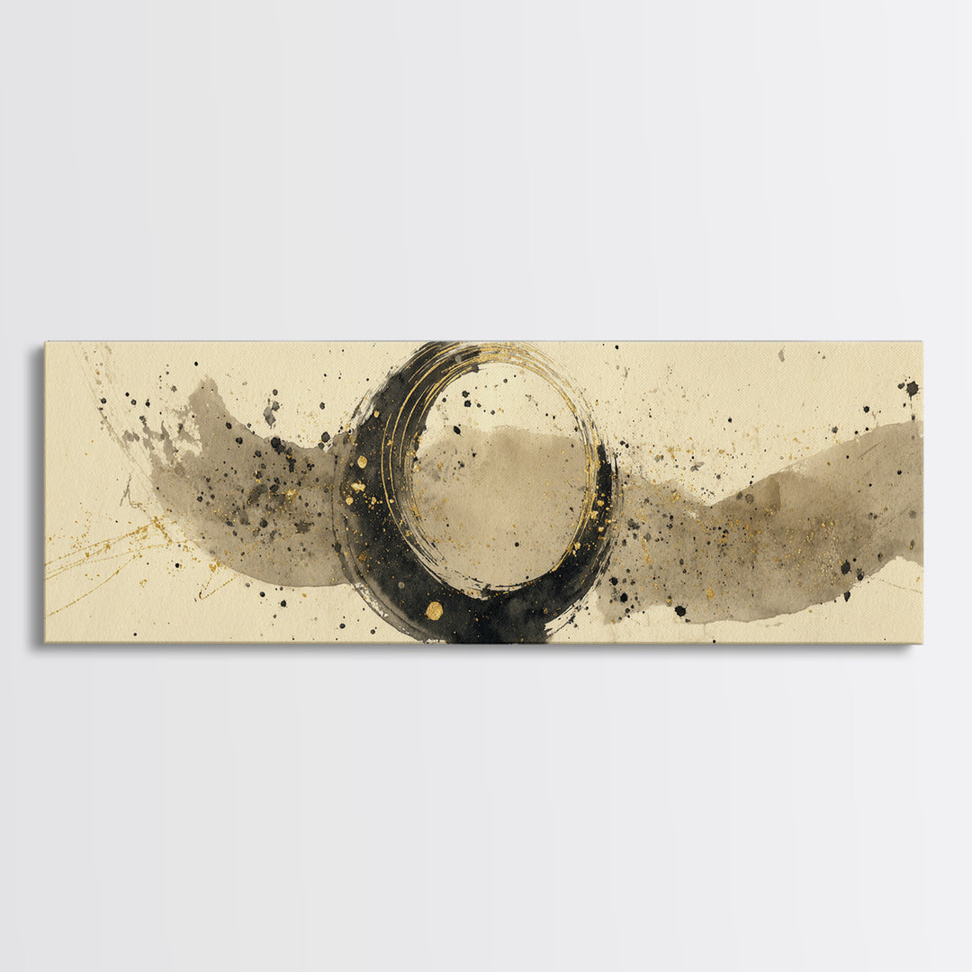 Crescent Moon Made from Elegant Ink Swashes Canvas Print, Calligraphy Art, Digital Print, Living Room Decor, Fine Art, Script, CAL-3x1-13