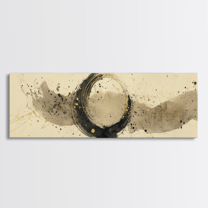 Crescent Moon Made from Elegant Ink Swashes Canvas Print, Calligraphy Art, Digital Print, Living Room Decor, Fine Art, Script, CAL-3x1-13