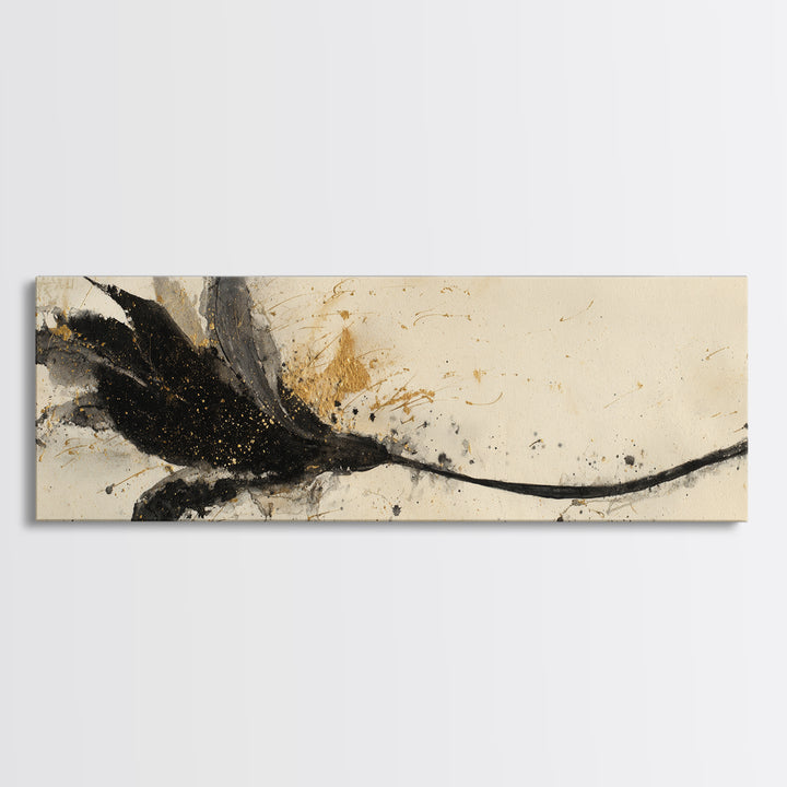Single Elegant Flourish Shaped Like a Flower Canvas Print, Calligraphy Art, Bedroom Wall Decor, Living Room Decor, Script, CAL-3x1-21