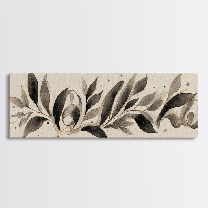 Botanical Calligraphy Pattern Canvas Print, Calligraphy Art, Printable, Living Room Decor, Oil Painting, Script, Watercolor Art, CAL-3x1-38