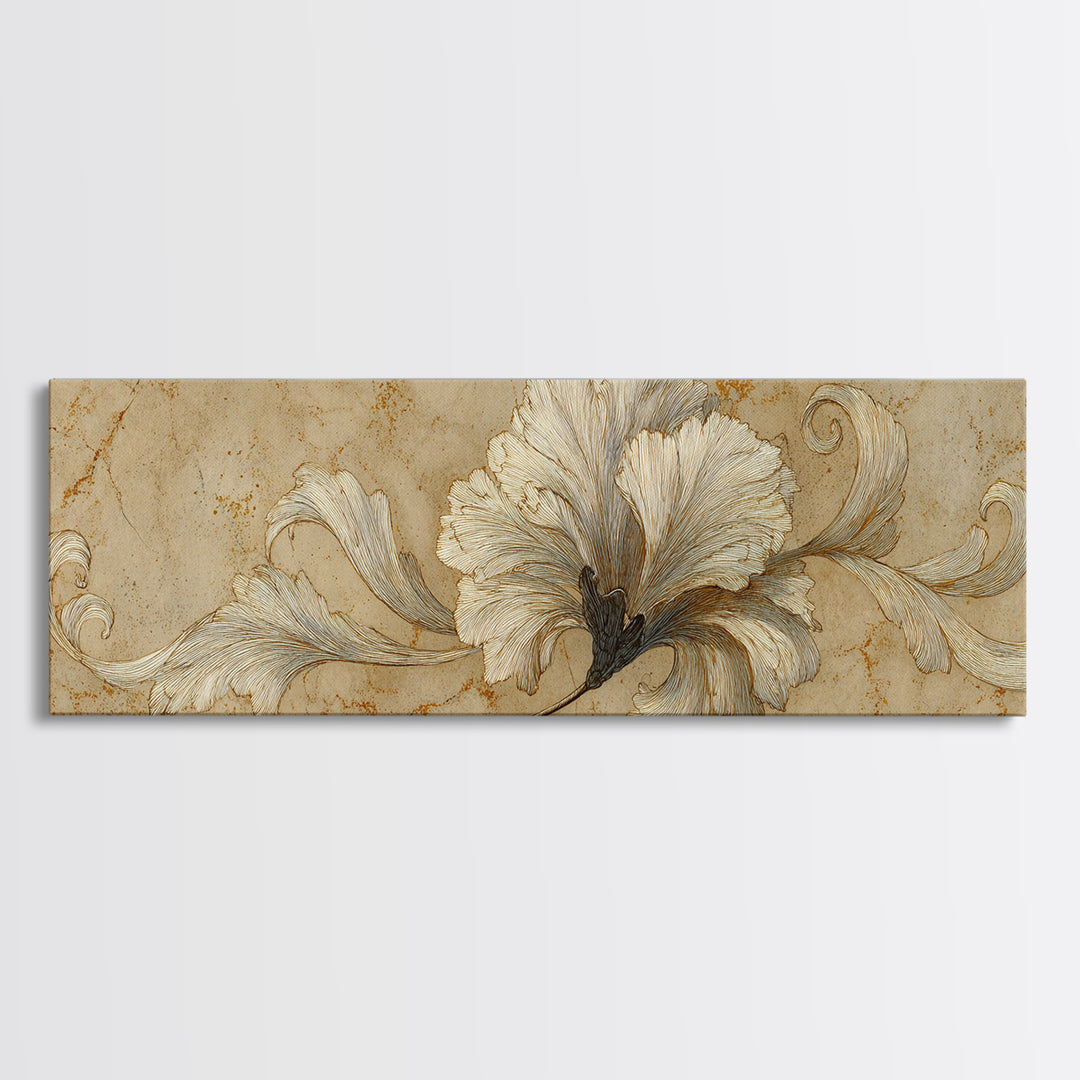 Single Elegant Flourish Shaped Like a Flower Canvas Print, Calligraphy Art, Bedroom Wall Decor, Living Room Decor, Script, CAL-3x1-45
