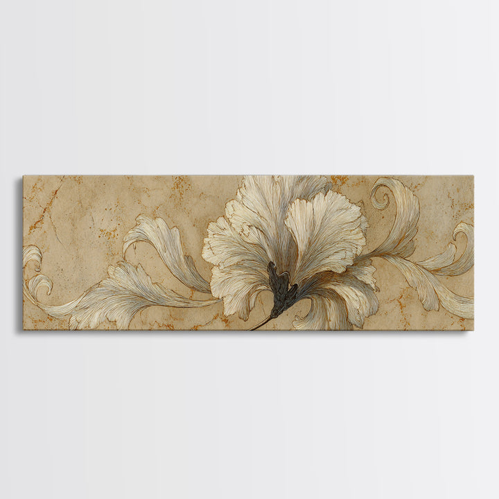 Single Elegant Flourish Shaped Like a Flower Canvas Print, Calligraphy Art, Bedroom Wall Decor, Living Room Decor, Script, CAL-3x1-45