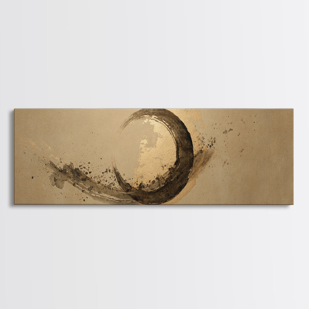 Crescent Moon Made from Elegant Ink Swashes Canvas Print, Calligraphy Art, Minimalist Wall Art, Living Room Decor, Script, CAL-3x1-85
