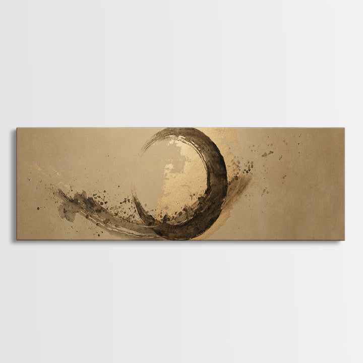 Crescent Moon Made from Elegant Ink Swashes Canvas Print, Calligraphy Art, Minimalist Wall Art, Living Room Decor, Script, CAL-3x1-85