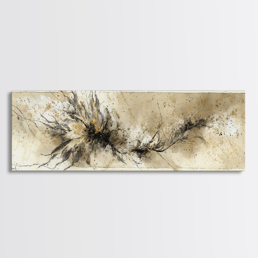 Single Elegant Flourish Shaped Like a Flower Canvas Print, Calligraphy Art, Spiritual Wall Art, Living Room Decor, Oil Painting, CAL-3x1-93