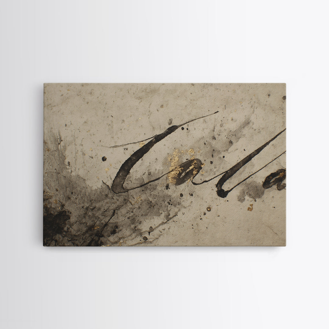 Expressive Musical Rhythm Painted as Ink Strokes Canvas Print, Calligraphy Art, Fine Art Print, Living Room Decor, Script, CAL-3x2-100