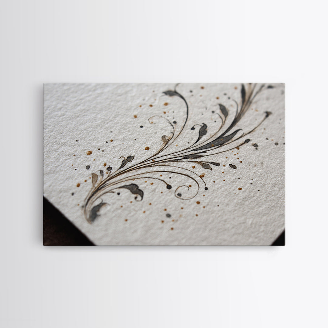 Ornamental Frame of Flourished Pen Curves Canvas Print, Calligraphy Art, Printable Wall Art, Living Room Decor, Script, CAL-3x2-22