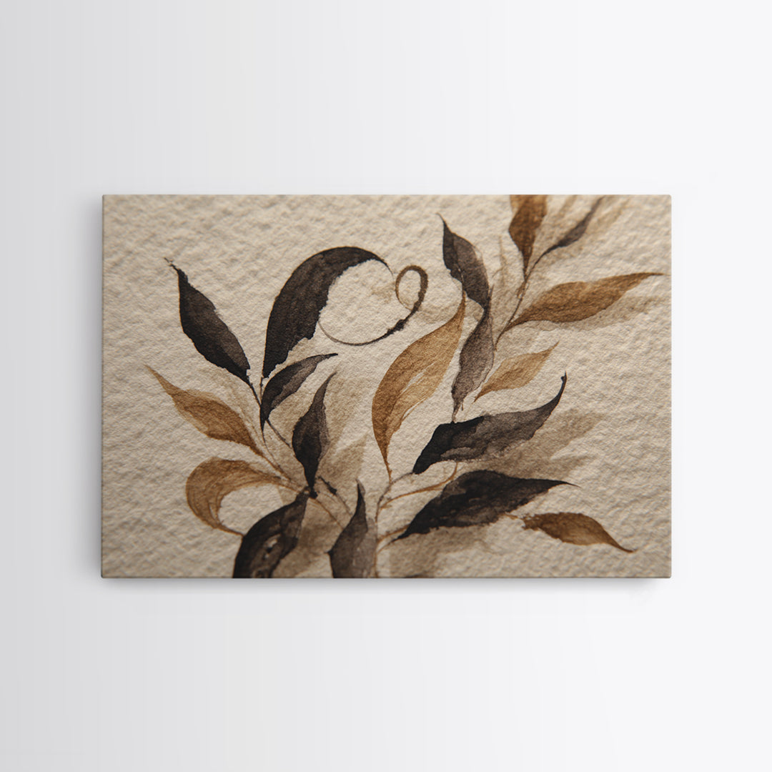 Botanical Calligraphy Pattern Canvas Print, Calligraphy Art, Wallart, Living Room Decor, Fine Art, Script, Minimalist Wall Art, CAL-3x2-26