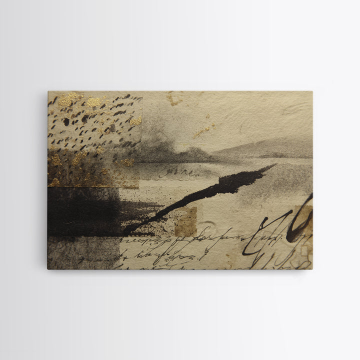 Abstract Prayer Flag of Brush Marks Canvas Print, Calligraphy Art, Wall Art Print, Living Room Decor, Fine Art, Script, CAL-3x2-3