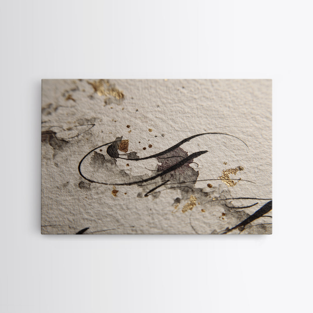 Minimal Black Calligraphy Rhythm Framed Canvas Print, Calligraphy Art, Gallery Wall Set, Living Room Decor, Fine Art, Script, CAL-3x2-35