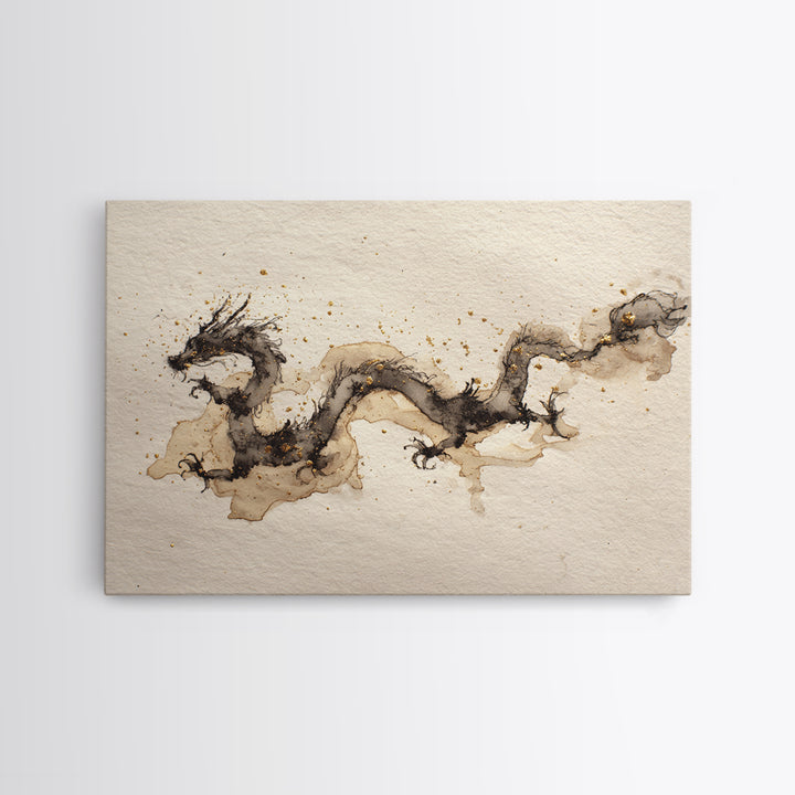 Ink Wash Dragon Curve Canvas Print, Calligraphy Art, Modern Art, Living Room Decor, Fine Art, Script, Fine Art Print, CAL-3x2-37