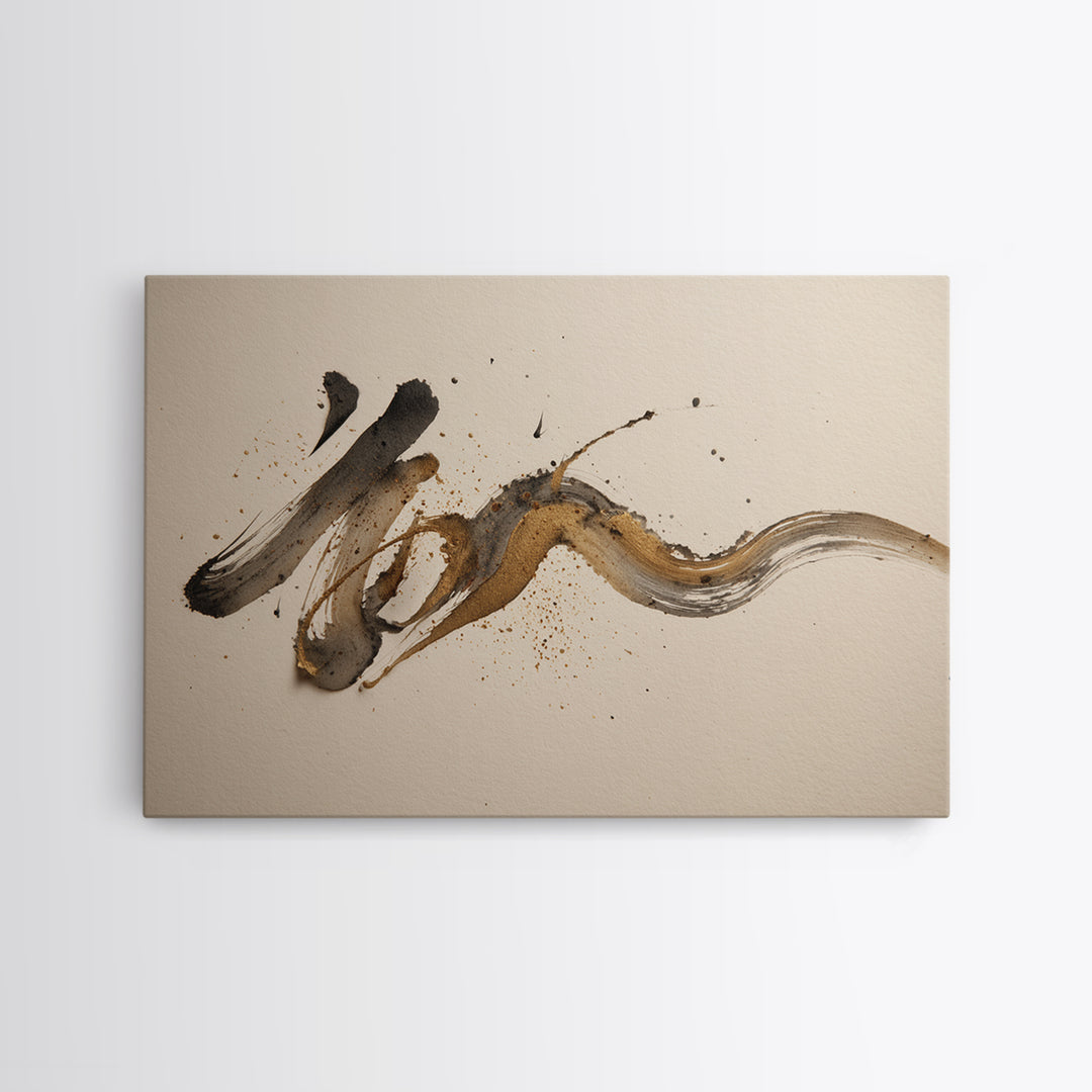 Expressive Musical Rhythm Painted as Ink Strokes Canvas Print, Calligraphy Art, Digital Prints, Living Room Decor, Script, CAL-3x2-4