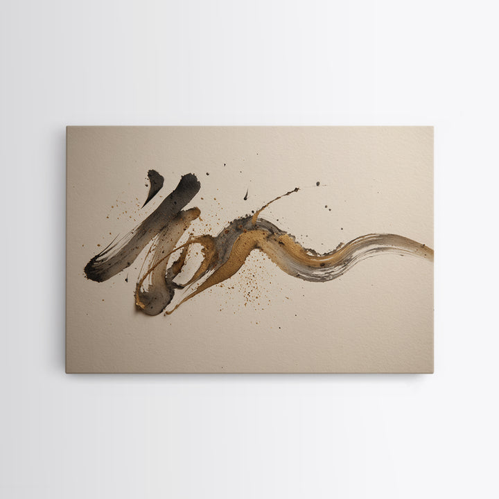 Expressive Musical Rhythm Painted as Ink Strokes Canvas Print, Calligraphy Art, Digital Prints, Living Room Decor, Script, CAL-3x2-4