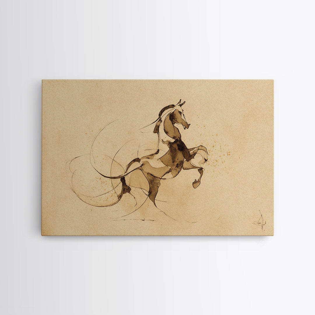 Calligraphic Horse Silhouette Made from One Line Canvas Print, Calligraphy Art, Wall Art Printable, Living Room Decor, Script, CAL-3x2-45