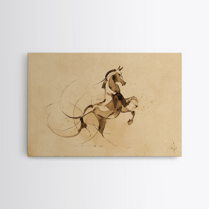 Calligraphic Horse Silhouette Made from One Line Canvas Print, Calligraphy Art, Wall Art Printable, Living Room Decor, Script, CAL-3x2-45