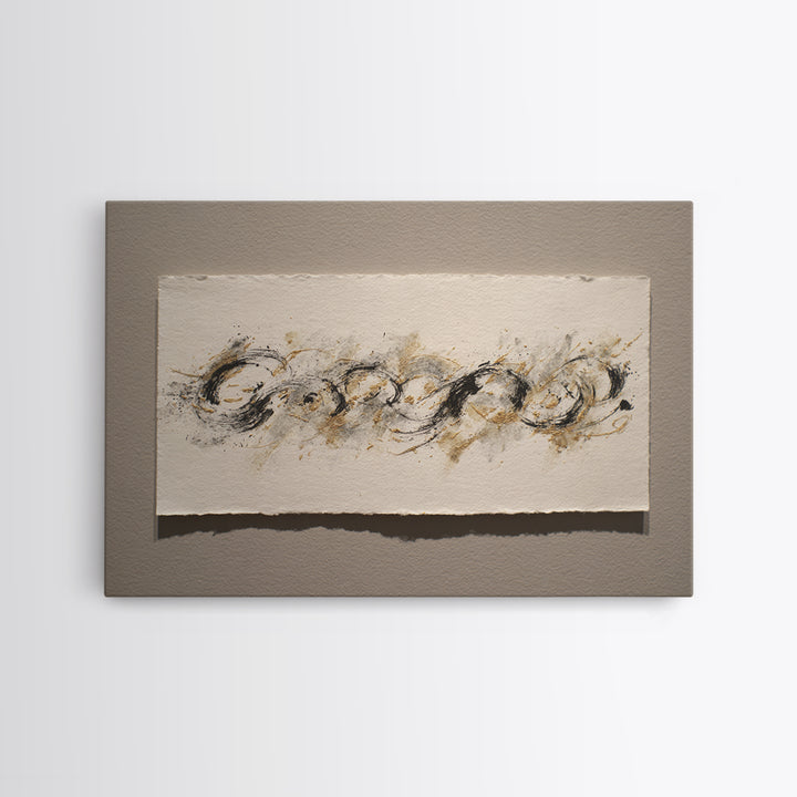 Ornamental Frame of Flourished Pen Curves Framed Canvas Print, Calligraphy Art, Unique Wall Art, Living Room Decor, Script, CAL-3x2-46