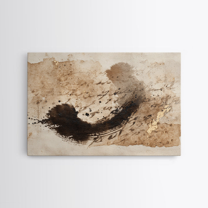 Abstract Prayer Flag of Brush Marks Canvas Print, Calligraphy Art, Digital Download Art, Living Room Decor, Fine Art, Script, CAL-3x2-51