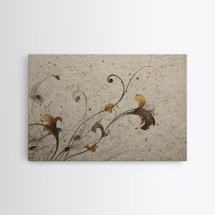 Floral Vine Created from Graceful Script Like Canvas Print, Calligraphy Art, Digital Print, Living Room Decor, Script, CAL-3x2-63