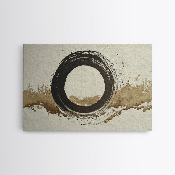 Japanese Brush Mark Circle Framed Canvas Print, Calligraphy Art, Printable Art, Living Room Decor, Script, Scripture Art, CAL-3x2-8