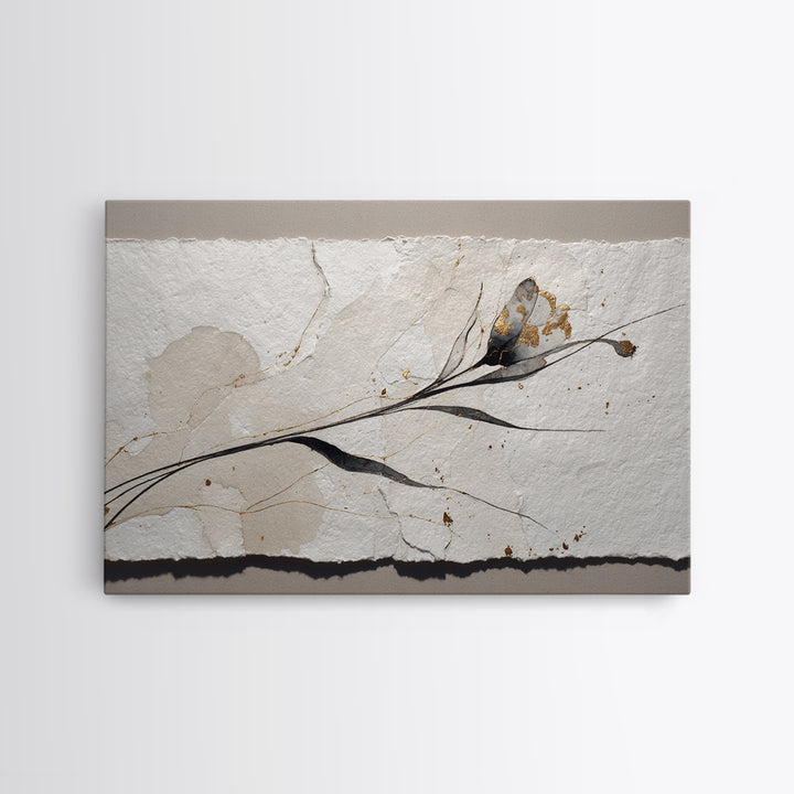 Single Elegant Flourish Shaped Like a Flower Canvas Print, Calligraphy Art, Japanese Decor, Living Room Decor, Script, CAL-3x2-81