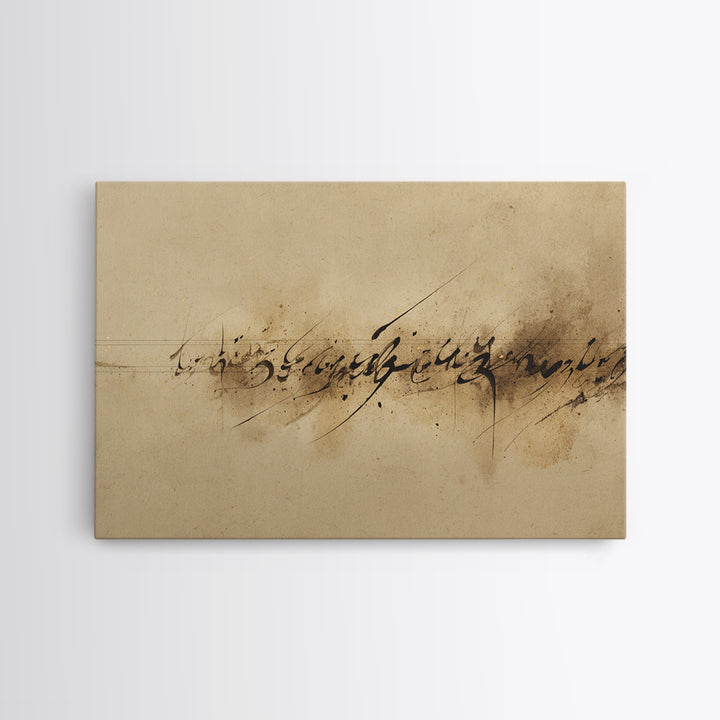 Minimal Black Calligraphy Rhythm Canvas Print, Calligraphy Art, Wall Art, Living Room Decor, Fine Art, Script, Wall Art Print, CAL-3x2-83