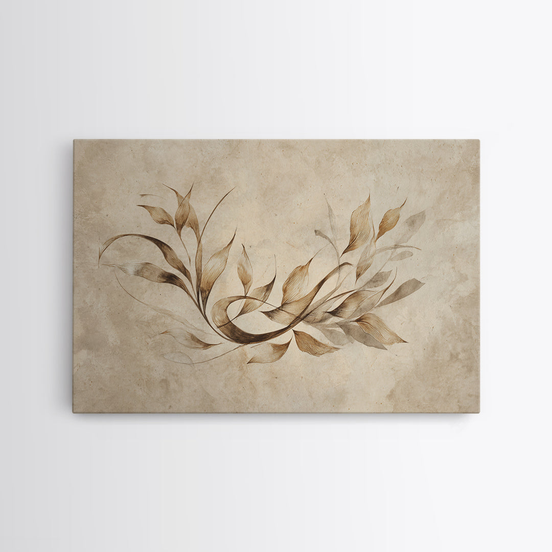 Botanical Calligraphy Pattern Canvas Print, Calligraphy Art, Modern Art, Living Room Decor, Oil Painting, Script, CAL-3x2-98