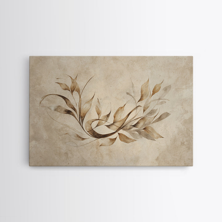 Botanical Calligraphy Pattern Canvas Print, Calligraphy Art, Modern Art, Living Room Decor, Oil Painting, Script, CAL-3x2-98