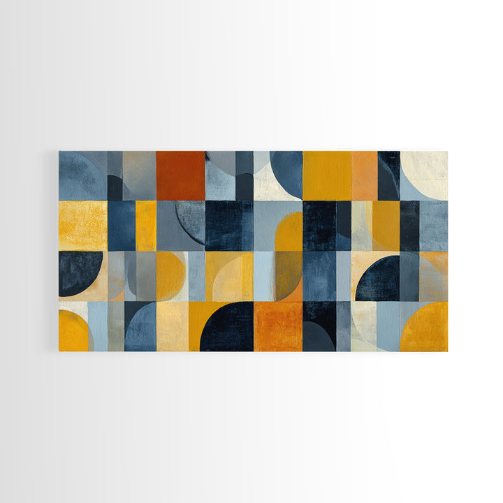 Checkerboard Blocks with Painterly Edges Framed Canvas Print, Color Block Art, Wall Art, Living Room Decor, Oil Painting, CBA-2x1-35