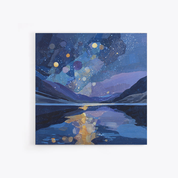 Night Sky over a Quiet Mountain Lake Canvas Print, Celestial Art, Printable Art, Living Room Decor, Fine Art, Celestial, CEL-1x1-3