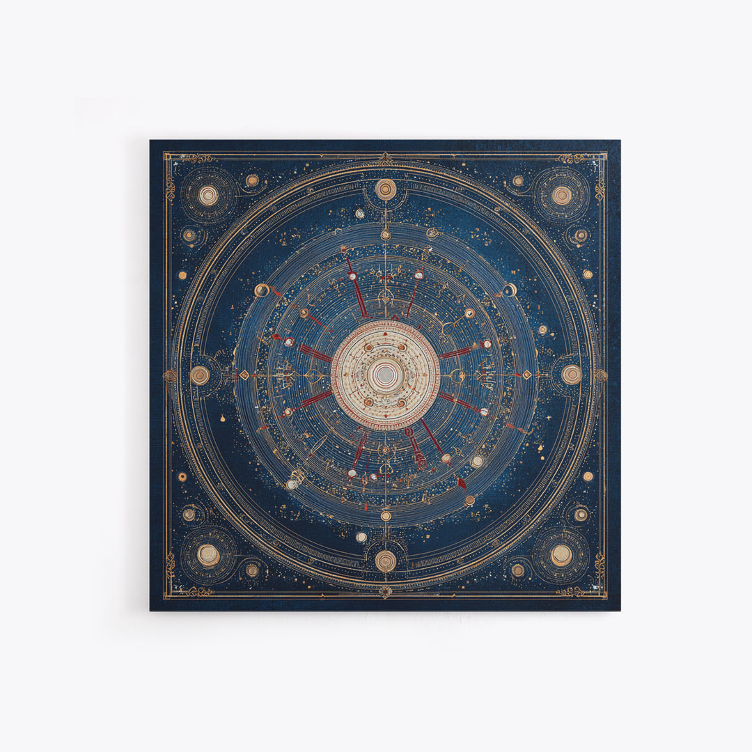Glowing Planet with Rings and Tiny Moons Canvas Print, Celestial Art, Colorful Wall Art, Living Room Decor, Oil Painting, CEL-1x1-30