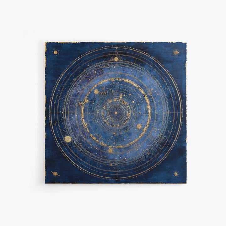Gold Constellation Map on Deep Navy Texture Framed Canvas Print, Celestial Art, Celestial, Living Room Decor, Celestial, CEL-1x1-56