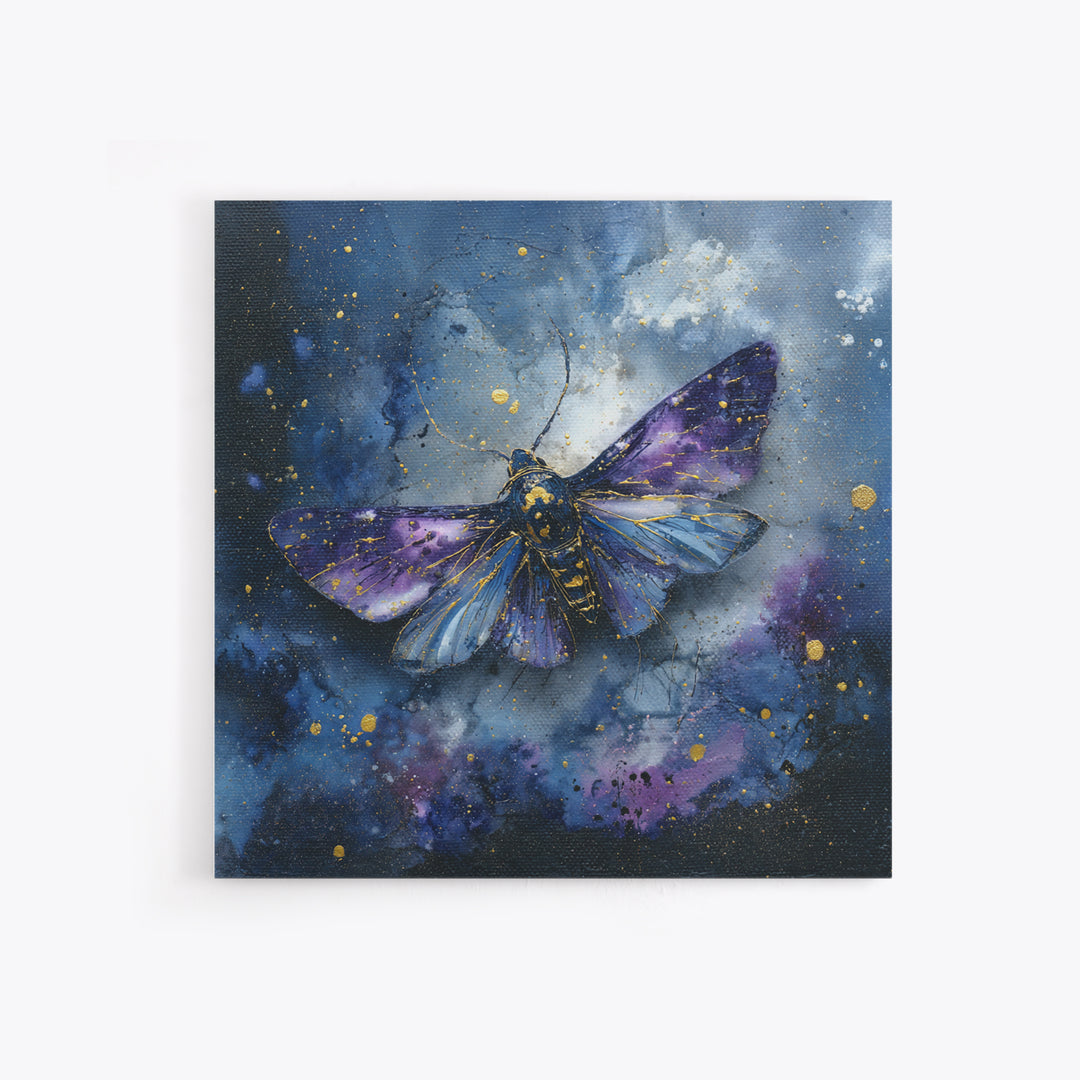 Celestial Moth with Moon Markings Framed Canvas Print, Celestial Art, Downloadable Prints, Living Room Decor, Abstract Art, CEL-1x1-66