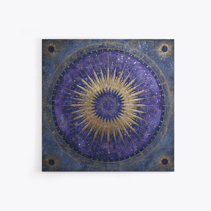 Sunburst Medallion with Ornate Rays Canvas Print, Celestial Art, Fantasy Art, Living Room Decor, Fine Art, Celestial, CEL-1x1-85