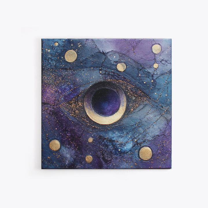 Mystic Eye Surrounded by Moons and Constellations Framed Canvas Print, Celestial Art, Art Print, Living Room Decor, Celestial, CEL-1x1-88