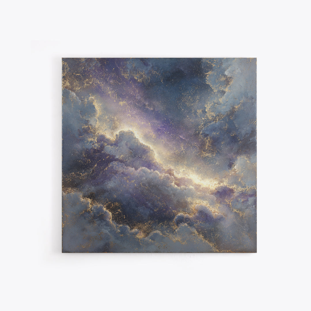 Galaxy Swirl with Jewel Tone Nebula Clouds Canvas Print, Celestial Art, Minimalist Art, Living Room Decor, Fine Art, Celestial, CEL-1x1-92