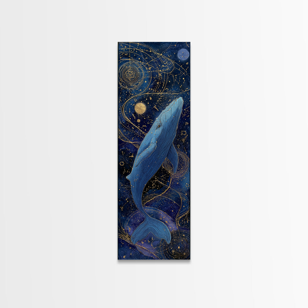 Cosmic Whale Swimming Through a Star Field Canvas Print, Celestial Art, Modern Decor, Living Room Decor, Fine Art, Celestial, CEL-1x3-17