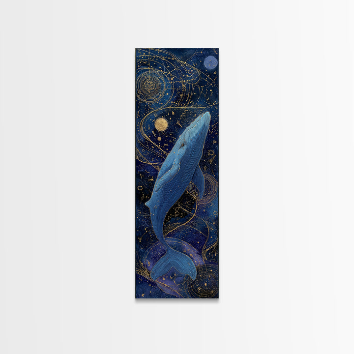 Cosmic Whale Swimming Through a Star Field Canvas Print, Celestial Art, Modern Decor, Living Room Decor, Fine Art, Celestial, CEL-1x3-17