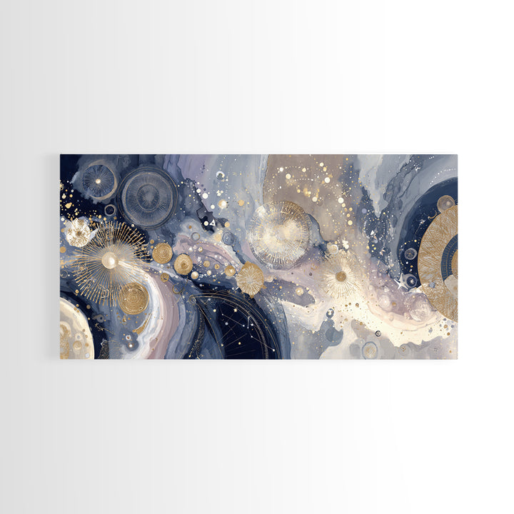 Astronaut Helmet Reflecting a Field of Stars Framed Canvas Print, Celestial Art, Mushroom Decor, Living Room Decor, Celestial, CEL-2x1-11
