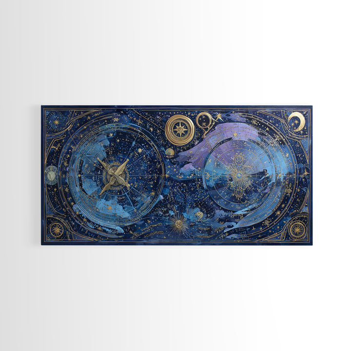 Blue Star Map Framed Canvas Print, Celestial Art, Gallery Decor, Living Room Decor, Fine Art, Celestial, Minimalist Decor, CEL-2x1-18