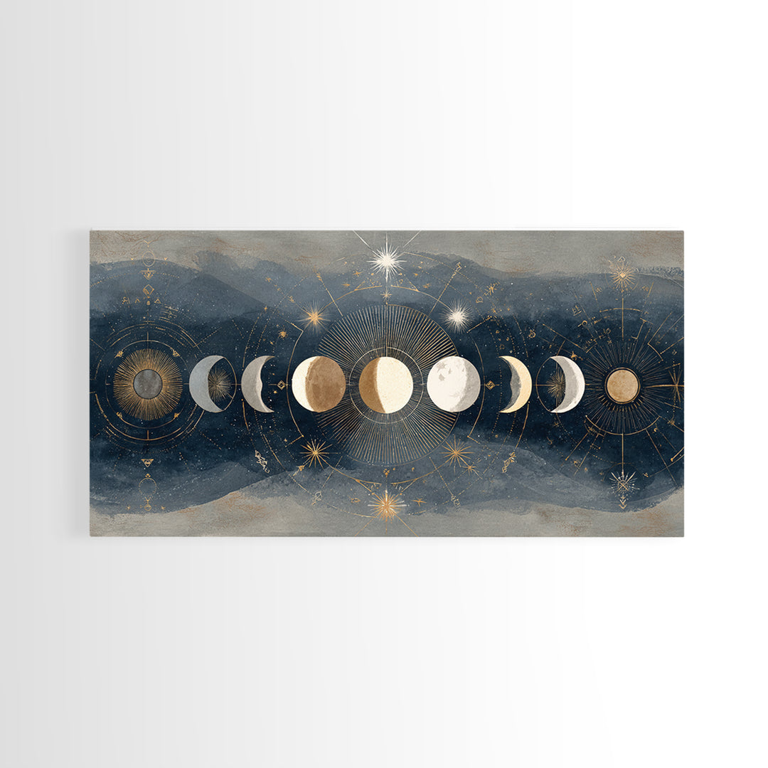 Twelve Small Moons Arranged as Elegant Pattern Canvas Print, Celestial Art, Fine Art Print, Living Room Decor, Celestial, CEL-2x1-20