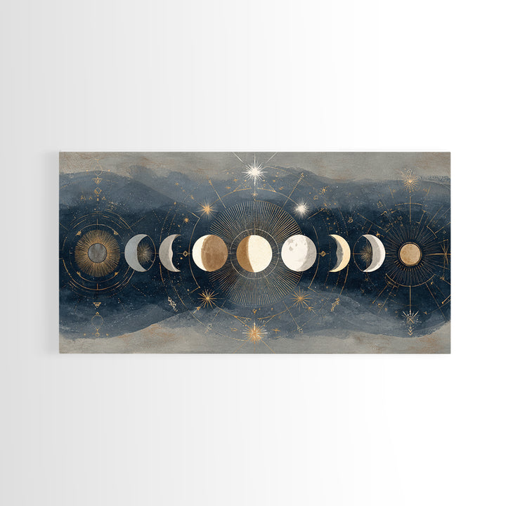 Twelve Small Moons Arranged as Elegant Pattern Canvas Print, Celestial Art, Fine Art Print, Living Room Decor, Celestial, CEL-2x1-20