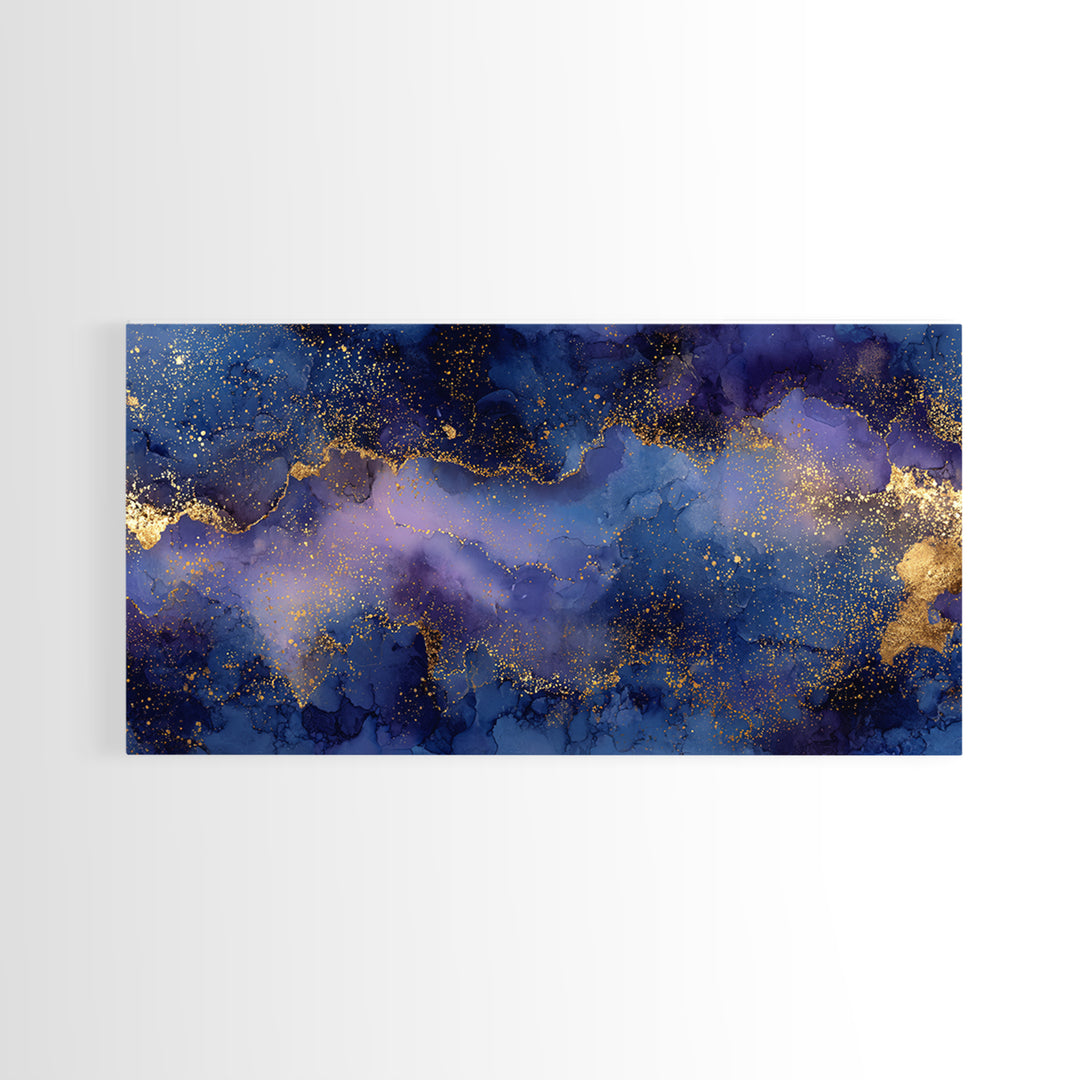 Gold Constellation Map on Deep Navy Texture Canvas Print, Celestial Art, Retro Wall Art, Living Room Decor, Fine Art, Celestial, CEL-2x1-76
