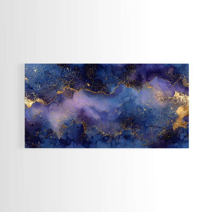 Gold Constellation Map on Deep Navy Texture Canvas Print, Celestial Art, Retro Wall Art, Living Room Decor, Fine Art, Celestial, CEL-2x1-76