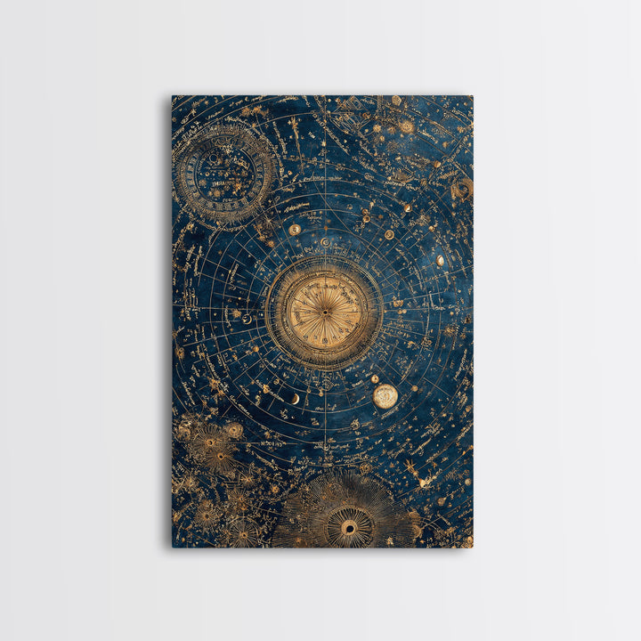 Blue Star Map Framed Canvas Print, Celestial Art, Wall Decor, Living Room Decor, Fine Art, Celestial, Contemporary Art, CEL-2x3-30