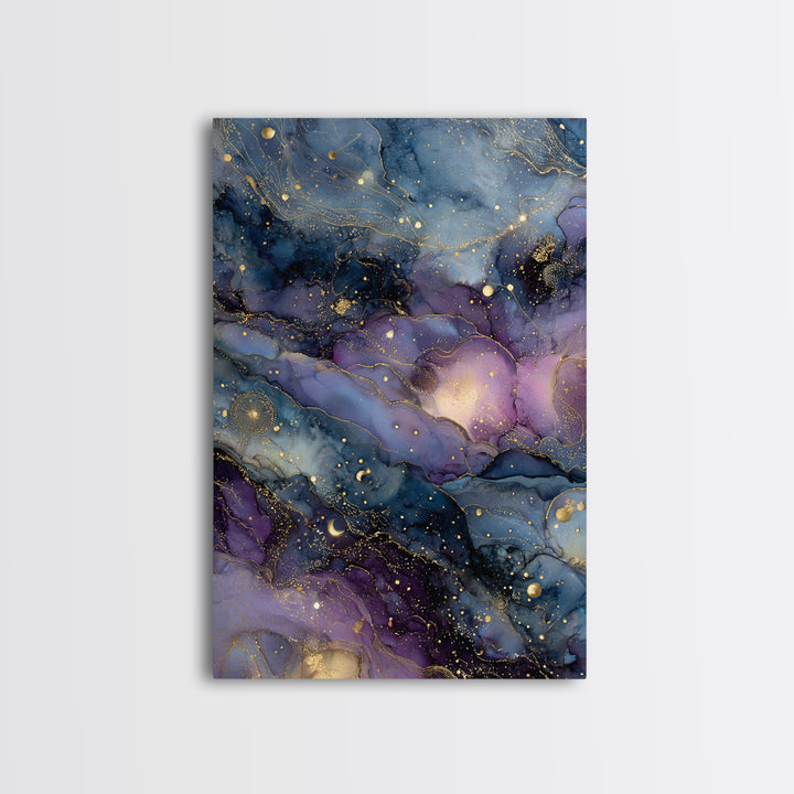 Galaxy Swirl with Jewel Tone Nebula Clouds Framed Canvas Print, Celestial Art, Space Art, Living Room Decor, Celestial, CEL-2x3-4