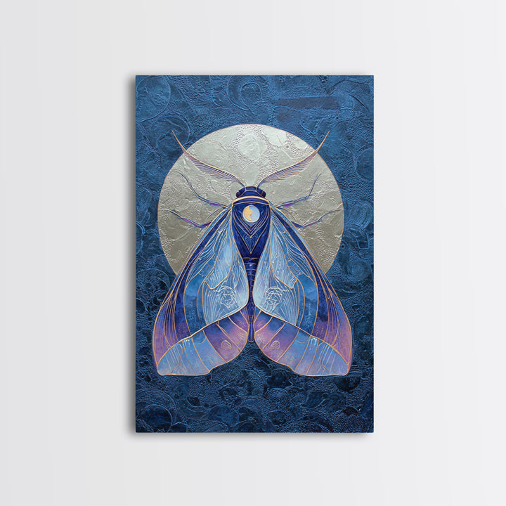 Celestial Moth with Moon Markings Canvas Print, Celestial Art, Boho Decor, Living Room Decor, Fine Art, Celestial, CEL-2x3-50