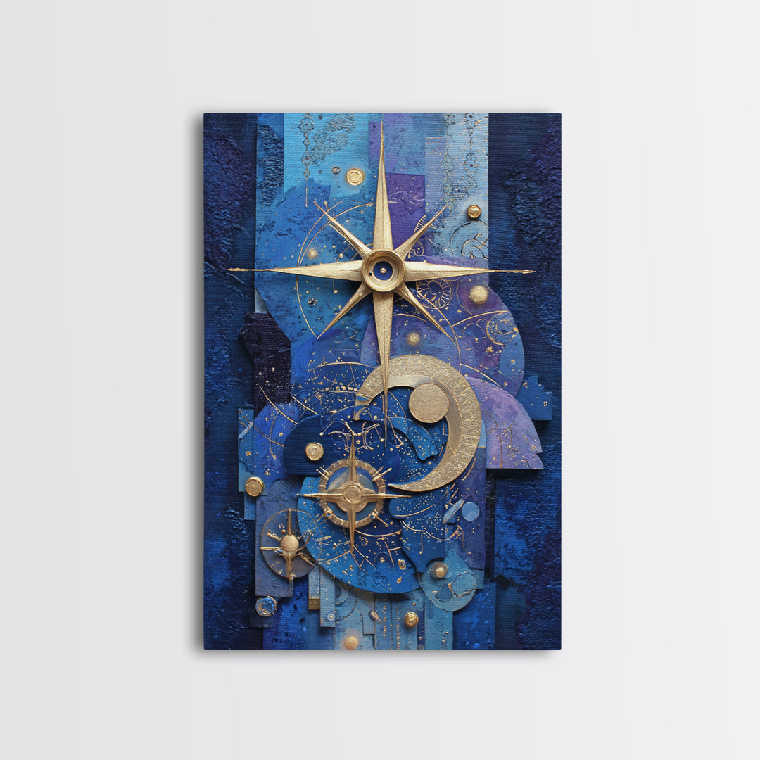Blue Star Map Framed Canvas Print, Celestial Art, Wall Decor, Living Room Decor, Fine Art, Celestial, Contemporary Art, CEL-2x3-6